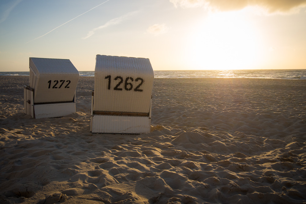 Sylt Strand – Strandkörbe Sonnenuntergang